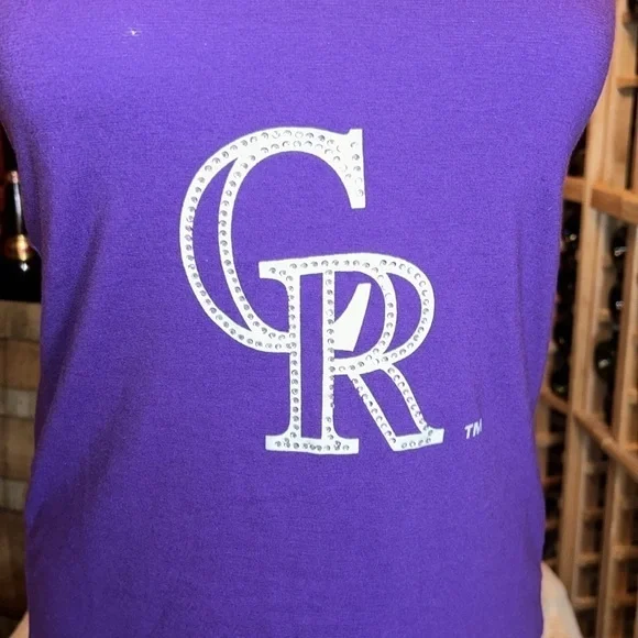 COLORADO ROCKIES Purple w/ Rhinestone Bling Tank Top Size M - Picture 2 of 9